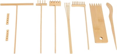 Tuin Rake Set - Zen Tuin Gereedschap - Zand Tuin Onderhoud - 7 Delige Kit - 50 g - Natuurlijk