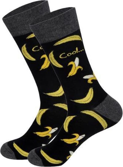Sokken heren - zwart - geel - leuke print banaan - 40 - 45 - cadeau voor hen - geschenk man - Kerst cadeau - gift