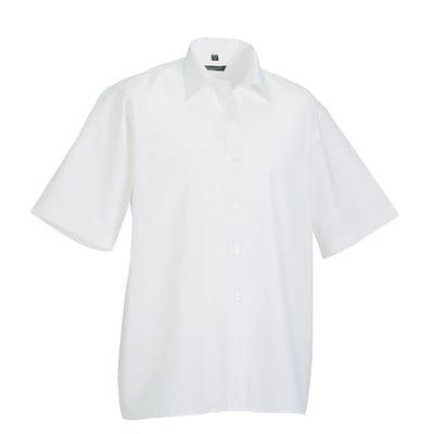Russell Collection Heren Poplin Easy-Care overhemd met korte mouwen (Wit)