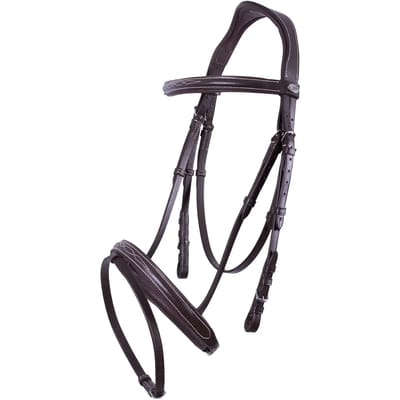 QHP Hoofdstel Luxe Stiksel - bruin - Pony