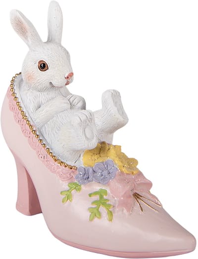 Clayre & Eef Decoratie Beeld Konijn 13x5x12 cm Wit Kunststof