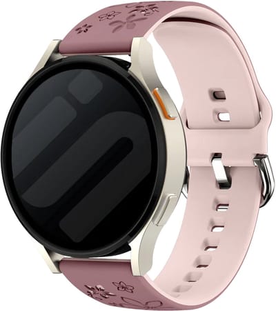 Strap-it Flower siliconen bandje geschikt voor Huawei Watch GT 6 41mm / GT 5 Pro 41mm / GT 5 42mm / GT 4 41mm, Fossil Gen 6 / 5e 42mm / Charter HR / Q Venture Gen 4 / 3, Xiaomi Watch S4 41mm en Withings ScanWatch 2 / 1 / Light - paars/lichtroze