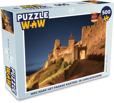 Puzzel Carcassonne - Kasteel - Nacht - Legpuzzel - Puzzel 500 stukjes