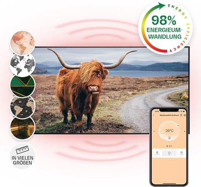 Klarstein Infraroodverwarming, Infraroodverwarming met IoT/WiFi app-bediening, Infraroodverwarming met thermostaat, Verwarming voor wandmontage, CO2-vrije elektrische verwarming 700 W