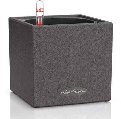 LECHUZA CANTO Stone 14 - Plantenbak - met uitneembare binnenbak - met bewateringssysteem - ALL-IN-ONE set met LECHUZA-PON - Grafietzwart