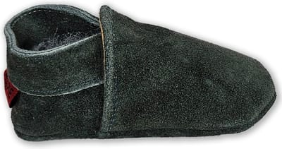 Aapie Basic donker grijs - babyslofjes - leer - kleur donkergrijs - antislip - maat S