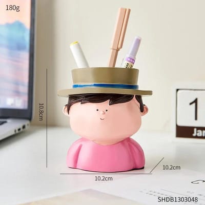 Minimalisme Creatief Jongen & Meisje Decoratieve Pennenhouder Beeldjes Studiekamer Bureau Ornament Woondecoratie Hars Handwerk Accessoires Cadeau gray
