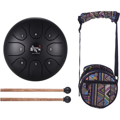 5.5 Inch Mini 8-Tone Steel Tongue Drum C Key Percussie Instrument Hand Pan Drum met Drum Mallets zwart