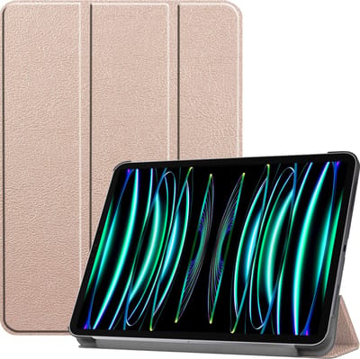 Hoesje Geschikt voor Apple iPad Pro (2022) - 11 inch - 4e generatie - Dun & Stevig - Trifold Bookcase - Hard Cover - Hardcover Book Case - Tablet Hoes - Goud