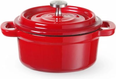 HENDI Geëmailleerde gietijzeren braadpan – 0,27L – rood – 130x100x48 mm