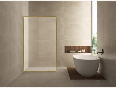 EXELVIA Inloopdouche 140x200 cm – 8 mm Nano Helderglas – Geborsteld Goud – Square Douchewand