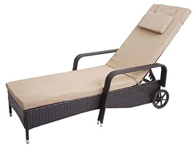 Polyrattan Ligstoel Met Verstelbare Rugleuning - Bruin