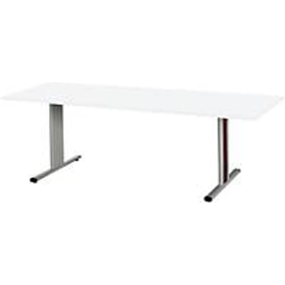 Schäfer Shop  Select Planova vergadertafel, rechthoekig, 2000 x 800 mm, wit, accentlijsten bordeaux-violet