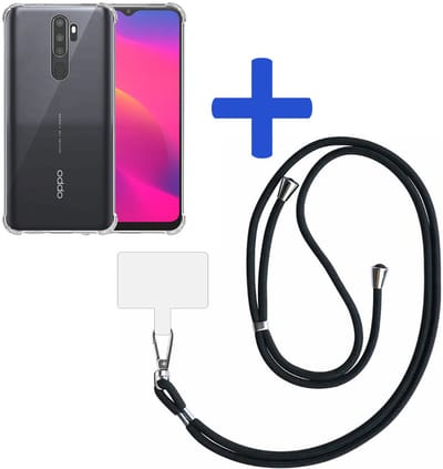 Telefoonhoesje Geschikt voor Oppo A5 (2020) / A9 (2020) / A11 Transparant Schokbestendig met Afneembaar Universeel Telefoonkoord - Backcover Case Siliconen ShockProof with Lanyard - Smartphonica geschikt voor OPPO A5 (2020);OPPO A9 (2020)