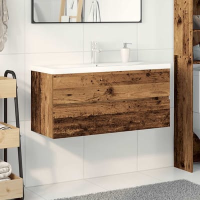 vidaXL - Wastafelkast - met - ingebouwde - wasbak - en - kraan - oud - houtkleurig