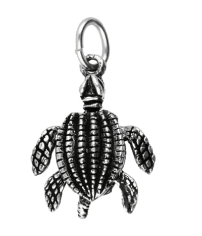 Zilveren Lederschildpad bewegend ketting hanger
