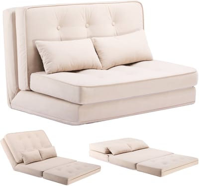 COMHOMA - Slaapbank Klein Bed - 6-traps Verstelbare Rugleuning - Beige