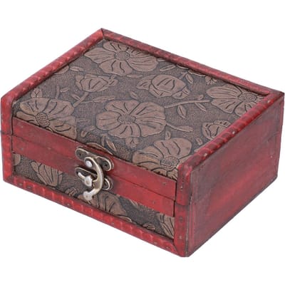 Vintage Sieradendoos Bloempatroon Houten Decoratieve Opbergorganizer Container Koffer gray