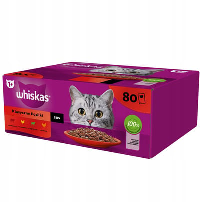 Whiskas Adult - Klassieke Maaltijden in Saus - 80x 85g - Met Zink - Voor Spierkracht