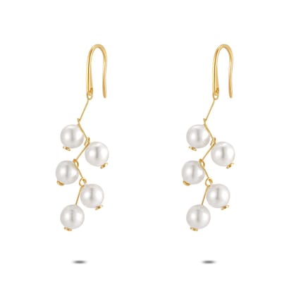Twice As Nice Oorbellen in goudkleurig zilver, parels Goudkleurig 00