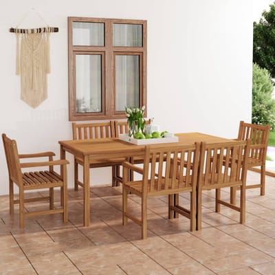 vidaXL - 7-delige - tuinset - 180x90 - cm - massief - teakhout