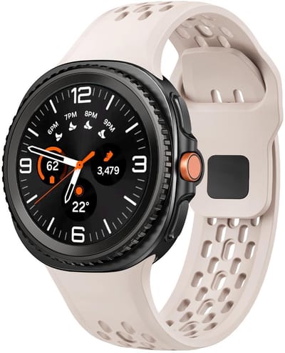 Siliconen bandje - geschikt voor Samsung Galaxy Watch 8 (40mm) / Galaxy Watch 8 (44mm) / Galaxy Watch 8 Classic - gaatjes met druksluiting - starlight