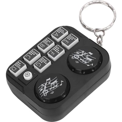 Mini Porte-clés Lumières Colorées Design Lecteur de Disque DJ Mode Lecture Automatique et Auto-pression DJ Portable noir
