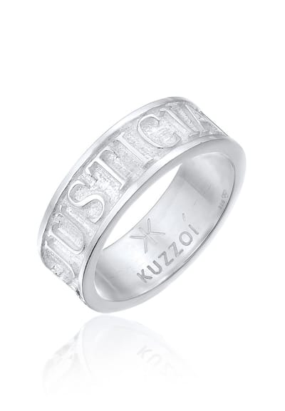 KUZZOI - Ring - Heren Band Belettering Massief in 925 Sterling Zilver - Heren