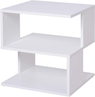 HOMCOM bijzettafel nachttafel met modern design, salontafel voor kantoor woonkamer eetkamer studeerkamer, eenvoudig te monteren, spaanplaat, wit, 40 x 40 x 43 cm