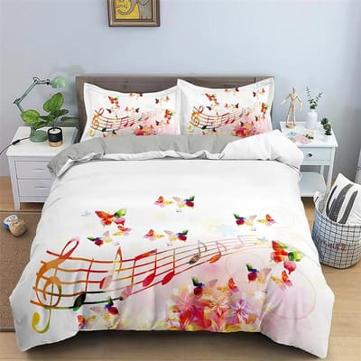 Muzieknoot Dekbedovertrek Muziekschrift Droomthema Blauw Zwart Overtrek voor Tienerjongens Kindermeisjes Cadeau Beddengoedset Dekbedovertrek Decor 173x218cm 2pcs