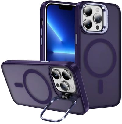 Hoesje Geschikt voor Apple iPhone 13 Pro Max - Compatibel met MagSafe & Qi2 - Back Cover met Standaard - Camera Kickstand - Paars