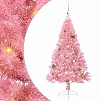 vidaXL - Kunststof - Voorverlichte - Kerstboom - met - 150 - LED - Roze - 150 - cm - PVC