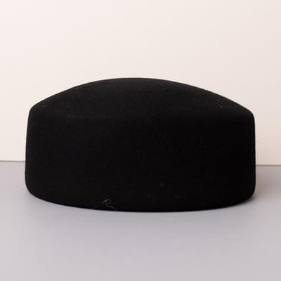 Herfst Winter 100% Vilt Baret Hoed Bruiloft Cocktailfeest Schilder Pillbox Hoed Warme Fedora Fascinator Dames Stewardess Pet 56-58cm black
