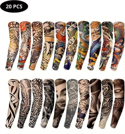 Nivard Tattoo Sleeve - Voor Volwassenen - Mouw - Tatoeage - Arm Warmer - Zonbescherming - UV Beschermend - 20 Stuks