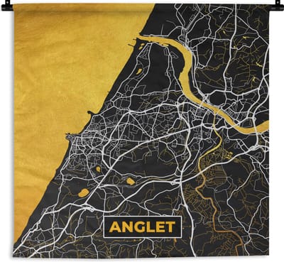 Wandkleed - Wanddoek - Stadskaart - Anglet - Stadskaart - Frankrijk - Kaart - 180x180 cm - Wandtapijt - Plattegrond