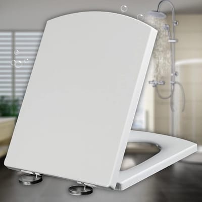 Universele WC-Bril - Toiletdeksel Zitting - Badkamer Vernieuwen - Softclose Snelbevestiging - D-vorm 47cm - Wit