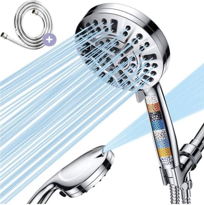 TIM® Douchekop - Doucheslang - Doucheset - Douchekop met Slang - Chrome - 30cm x 12cm x 7cm