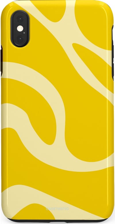 Casetastic Hoesje Geschikt voor Apple iPhone Xs Max - Stijlvolle Beschermende Duo-layer Case - Citroen Gele Zonnestraal