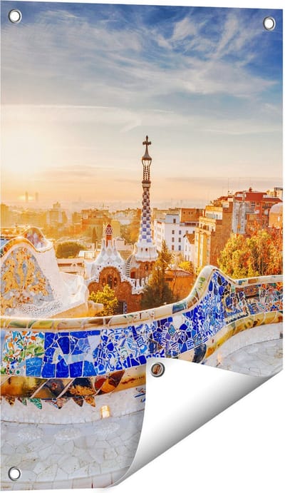 Gards Tuinposter Park G�ell in Barcelona - 40x60 cm - Tuindoek - Tuindecoratie - Wanddecoratie buiten - Tuinschilderij