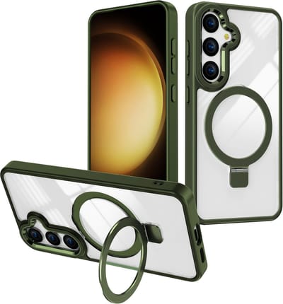Hoesje Geschikt voor Samsung Galaxy S23 Plus hoesje Pine Groen - kickstand Draaibare Ring Houder - Geschikt voor Draadloos Opladen met Magnetische Ring