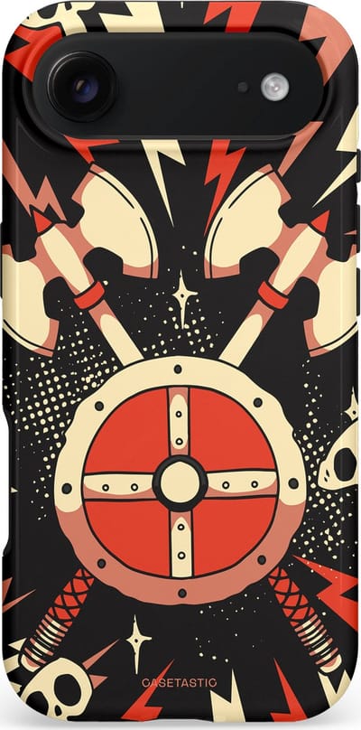 Casetastic hoesje geschikt voor Apple iPhone Air - MagSafe - Dubbellaagse bescherming - Zwart Rood Viking - Fashion Case - Zwart Crème Rood