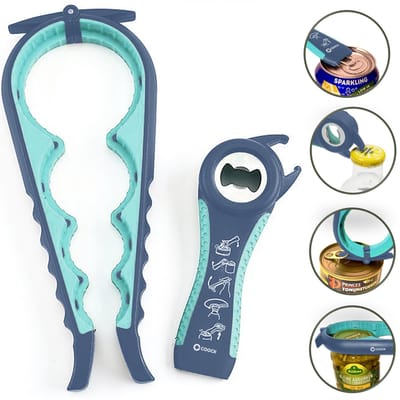 COOCK - Allesopener - Multifunctionele Opener - 10-in-1 Potopener - Keuken Hulp - Flesopener - Bieropener – XL Dekselopener voor potten - Pottenopener – Hulpmiddelen voor Ouderen - Blauw
