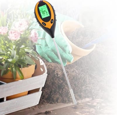 Bodemmeter 4-in-1 - Plantenmeter PH Vochtigheid - Plantenverzorging - LCD Achtergrondverlichting - 196 mm sonde - Zwart