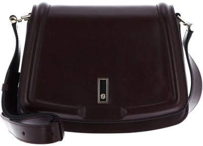 BOSS Leren schoudertas Ariell Saddle Bag Open Purple wijnrood