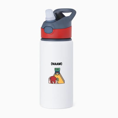 Hacebo® - Bowlen met eigen naam waterfles met rietje rood - Bowlen - Bowler - Sport - water fles - 650ML