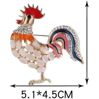 High-End Exquise Dierenriem Haan Broche Mannen en Vrouwen Sieraden Leuke Goudkleurige Broche Corsage beige