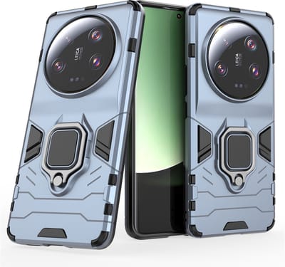 MobyDefend Hoesje - Geschikt voor Xiaomi 13 Ultra - Dubbelgelaagde Pantsercase Met Standaard - Blauw