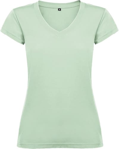 Dames V-hals getailleerd t-shirt model Victoria Mist / Zacht Groen maat 2XL