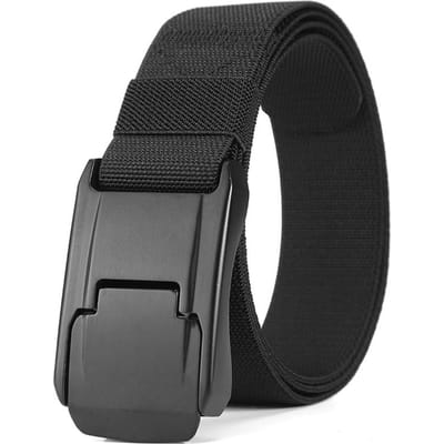 Nouvelle ceinture extensible pour hommes et femmes, boucle à dégagement rapide, solide, en nylon véritable, unisexe, ceinture élastique pour salopette de travail 125cm noir