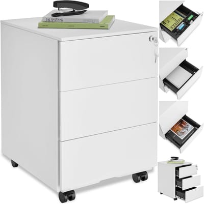 Metalen archiefkast op wielen - afsluitbare ladekast voor bureau - rolcontainer - organizer - trolleykast - verschillende kleuren